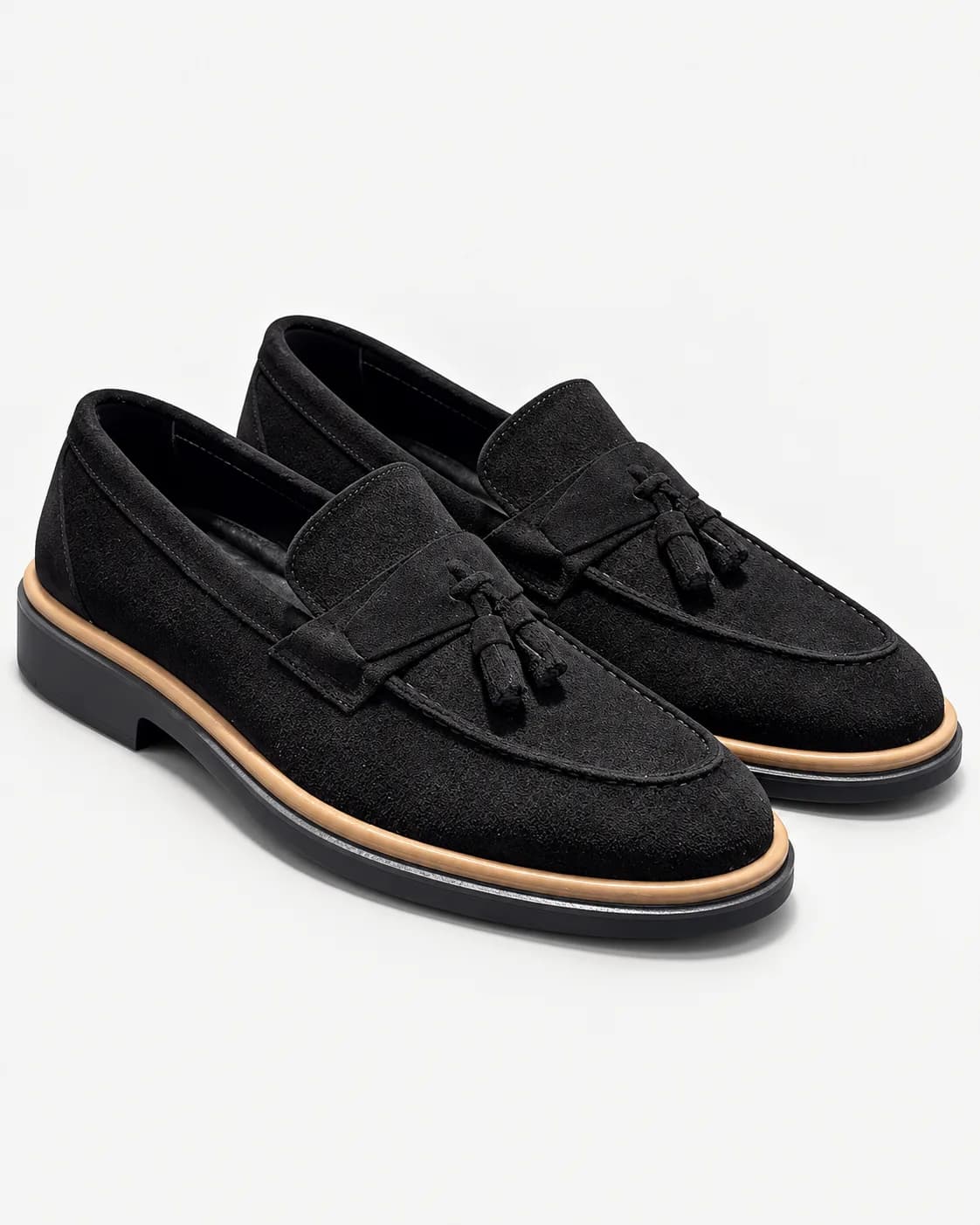 Siyah Süet Püsküllü Loafer