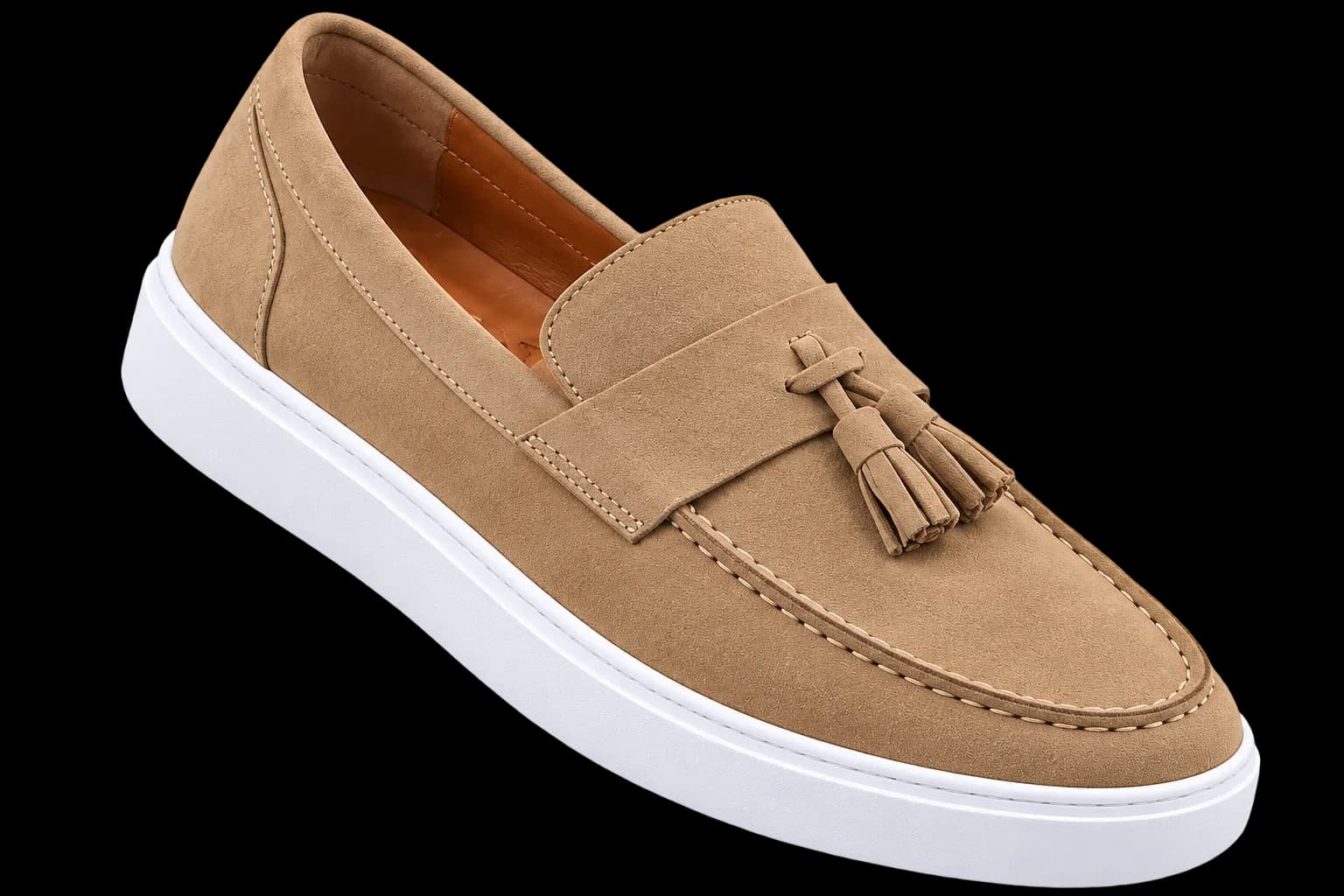 Bej Erkek Püsküllü Süet Loafer