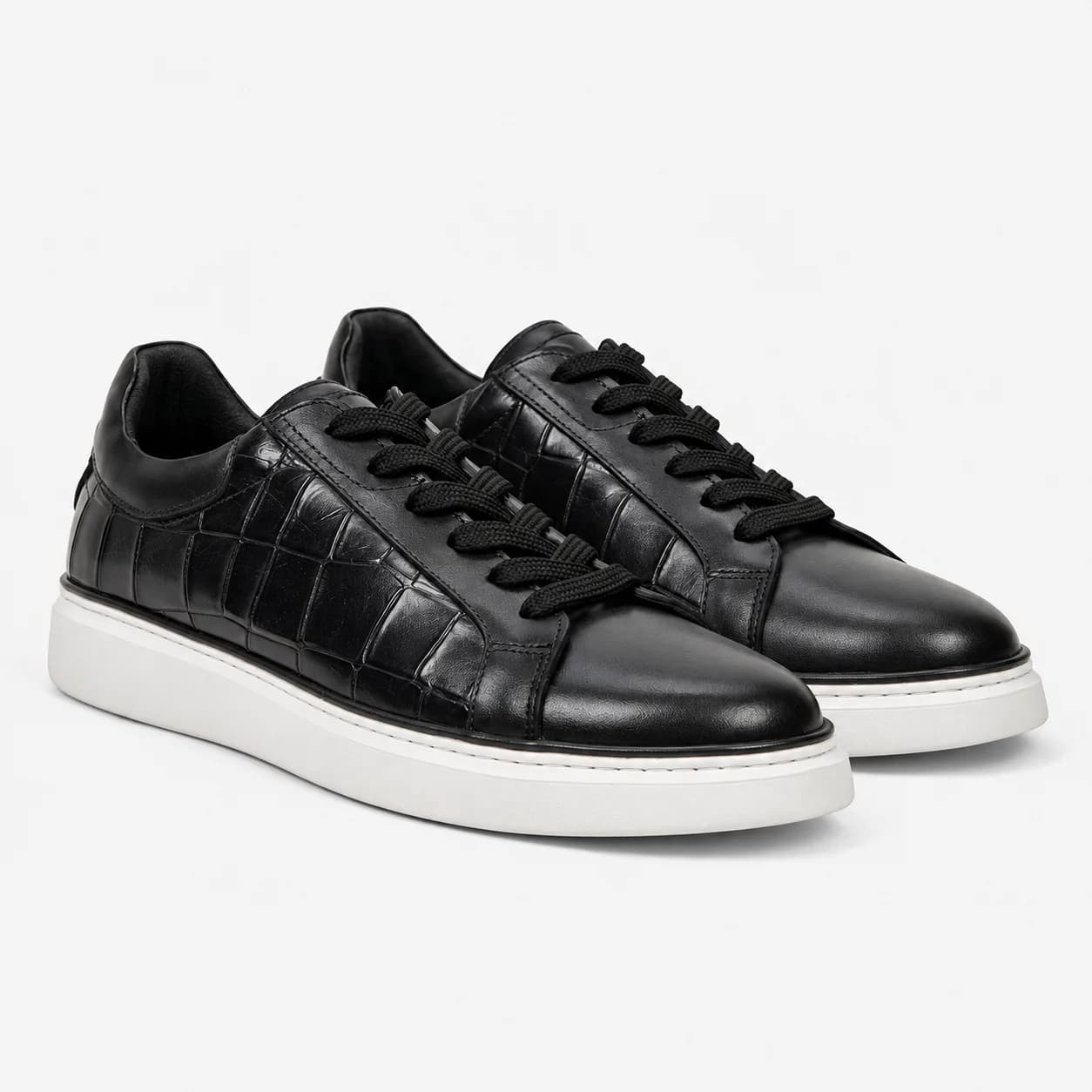 Siyah Kroko Deri Sneaker