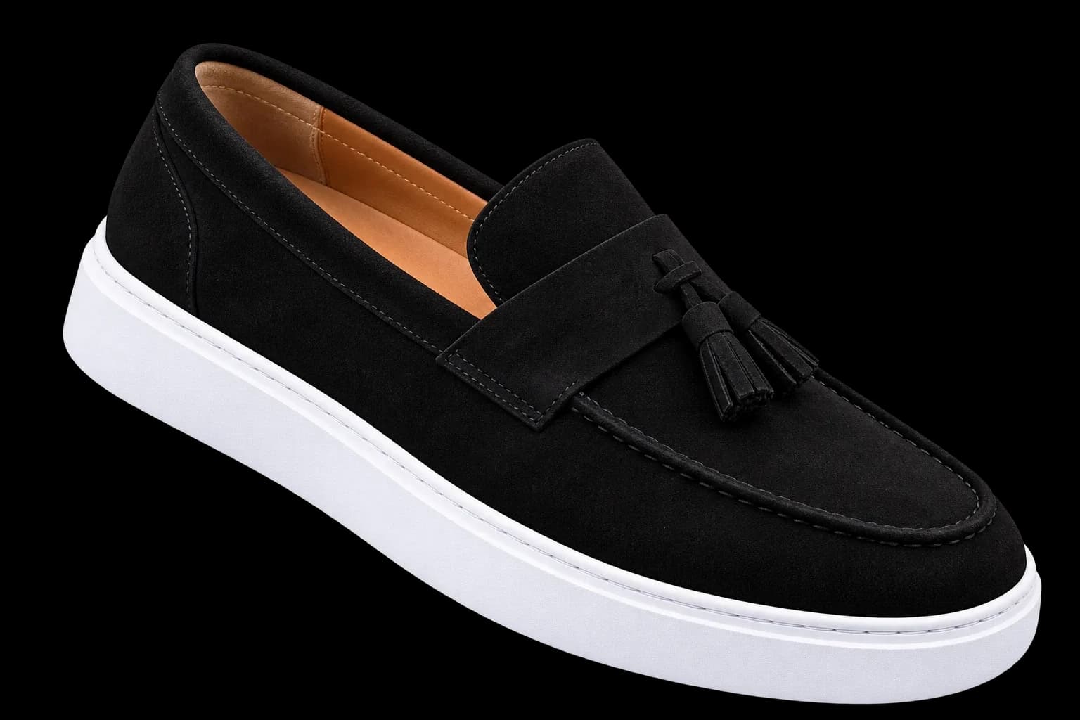Siyah Erkek Püsküllü Süet Loafer Siyah